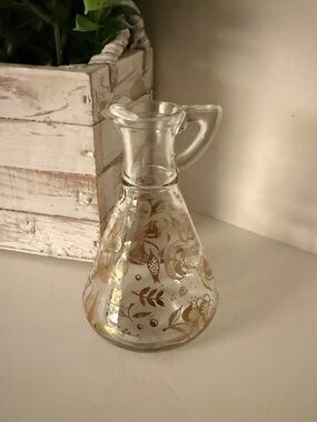 Georges Briard Floral Gold Design Oil Vinegar Cruet No Stopper No Chain MCM